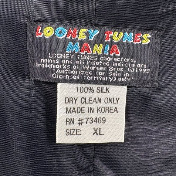 VINTAGE 1993 LOONEY TUNES MANIA 100% SILK VEST Men XL Bugs Taz Daffy Marvin - Picture 6 of 8
